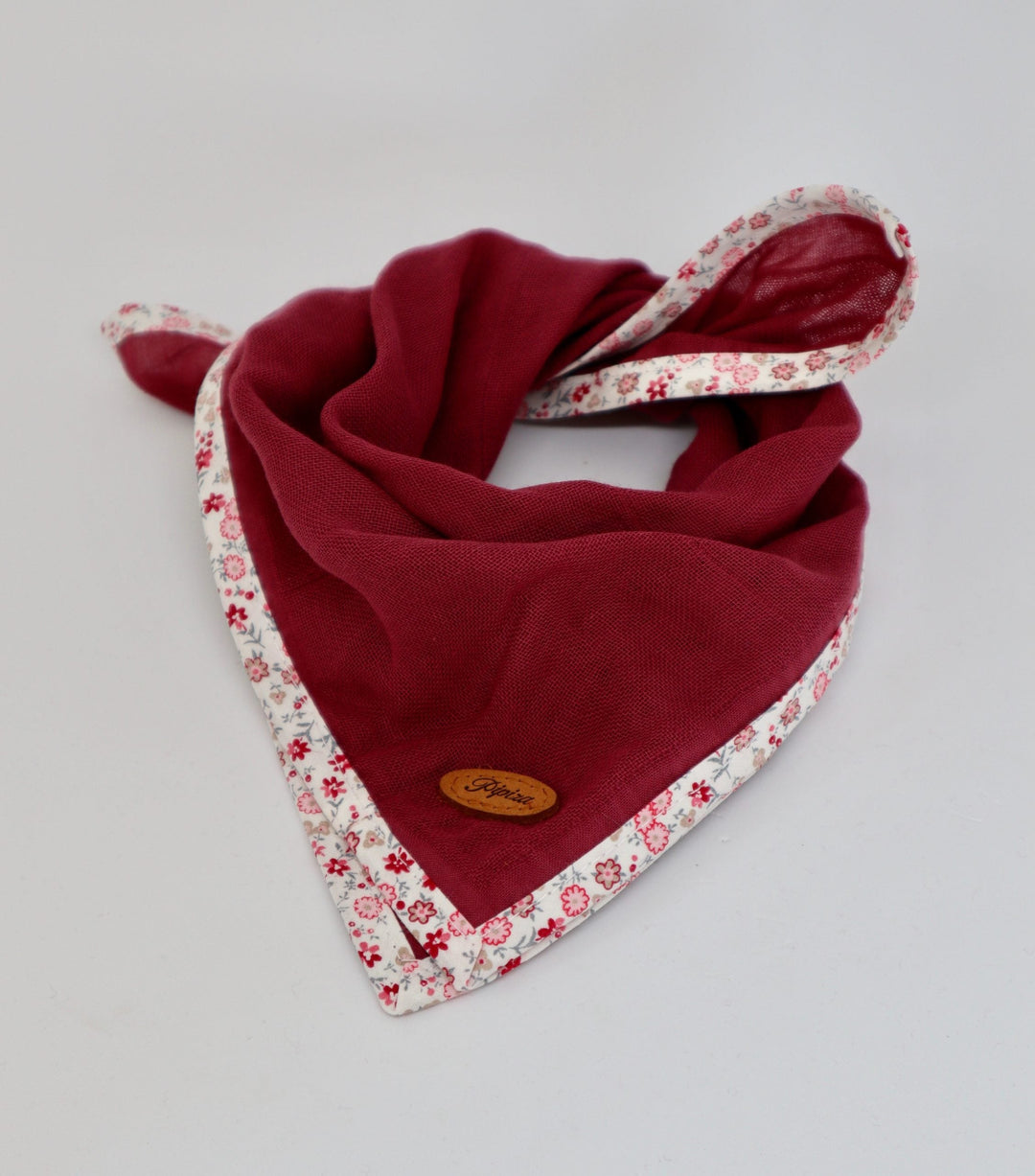 Nuscheli 40x40 bordeaux mit Blumenborte