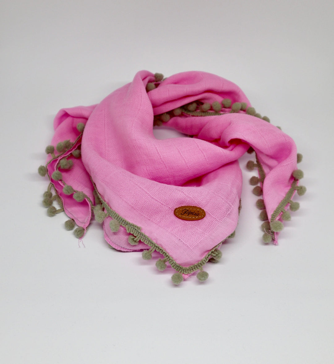 Nuscheli 60x60 rosa mit Bommel grau medium