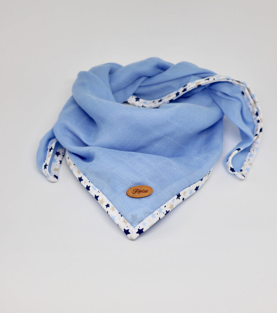 Nuscheli 60x60 hellblau mit Sternenborte blau